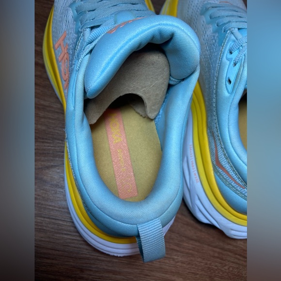 Hoka Bondi 8 Sneakers Blue Orange Yellow Low Top Lace Up Women’s 8.5 - Picture 8 of 14